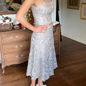 Vintage lavender crocheted 2 piece formal outfit.